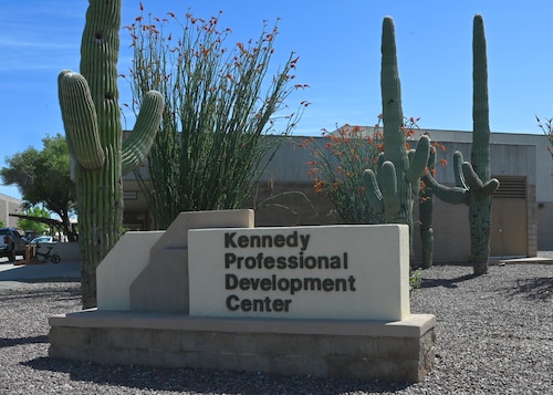 Air Force Reserve in-service recruiters assigned to the 353rd Recruiting Squadron are located in the Kennedy Professional Development Center at Davis-Monthan Air Force Base, Ariz., April 18, 2023. The AFR has played a vital role in every U.S. conflict for over 75 years. (U.S. Air Force photo by Staff Sgt. Abbey Rieves)