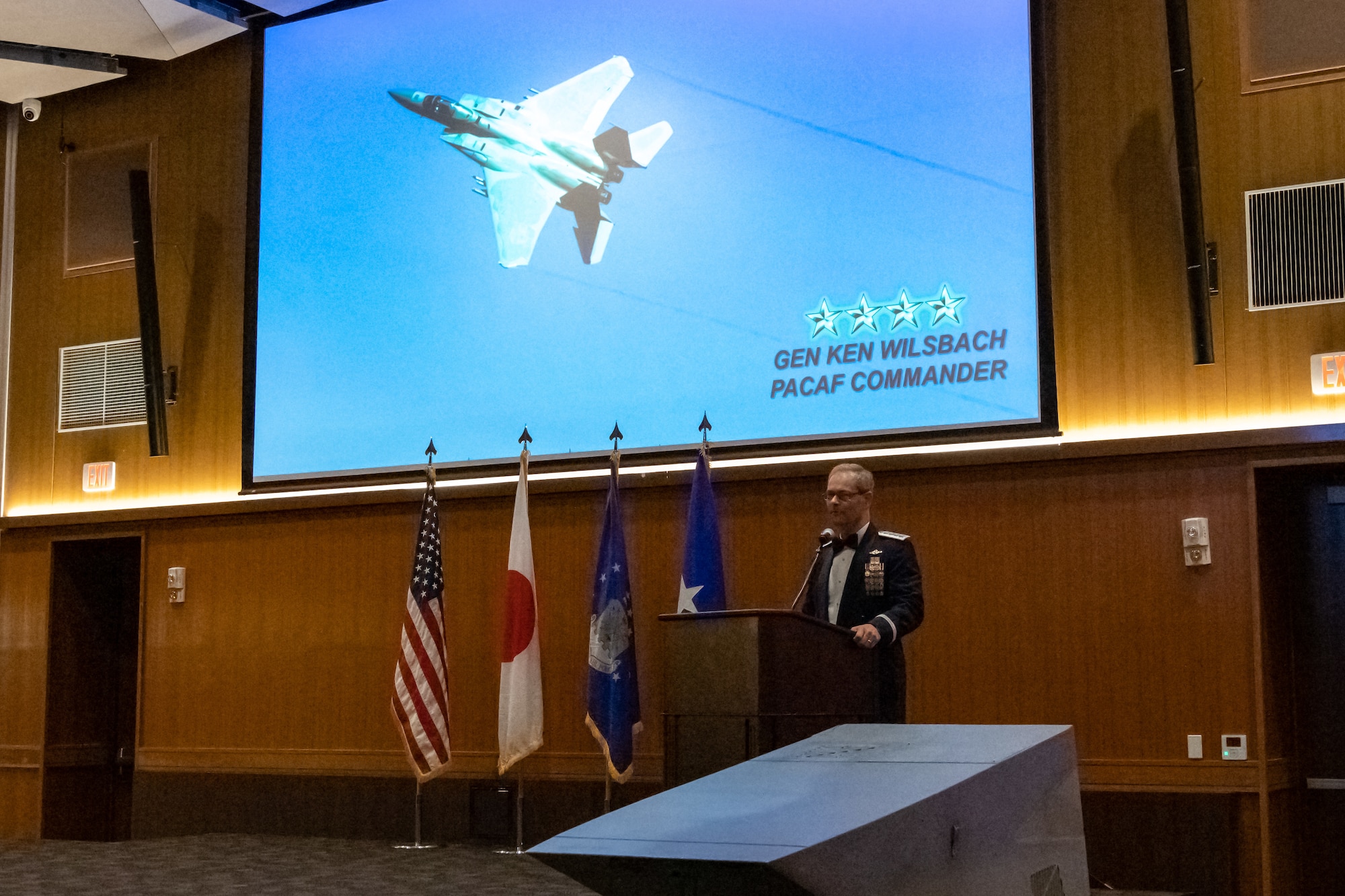 Airman gives a speech.