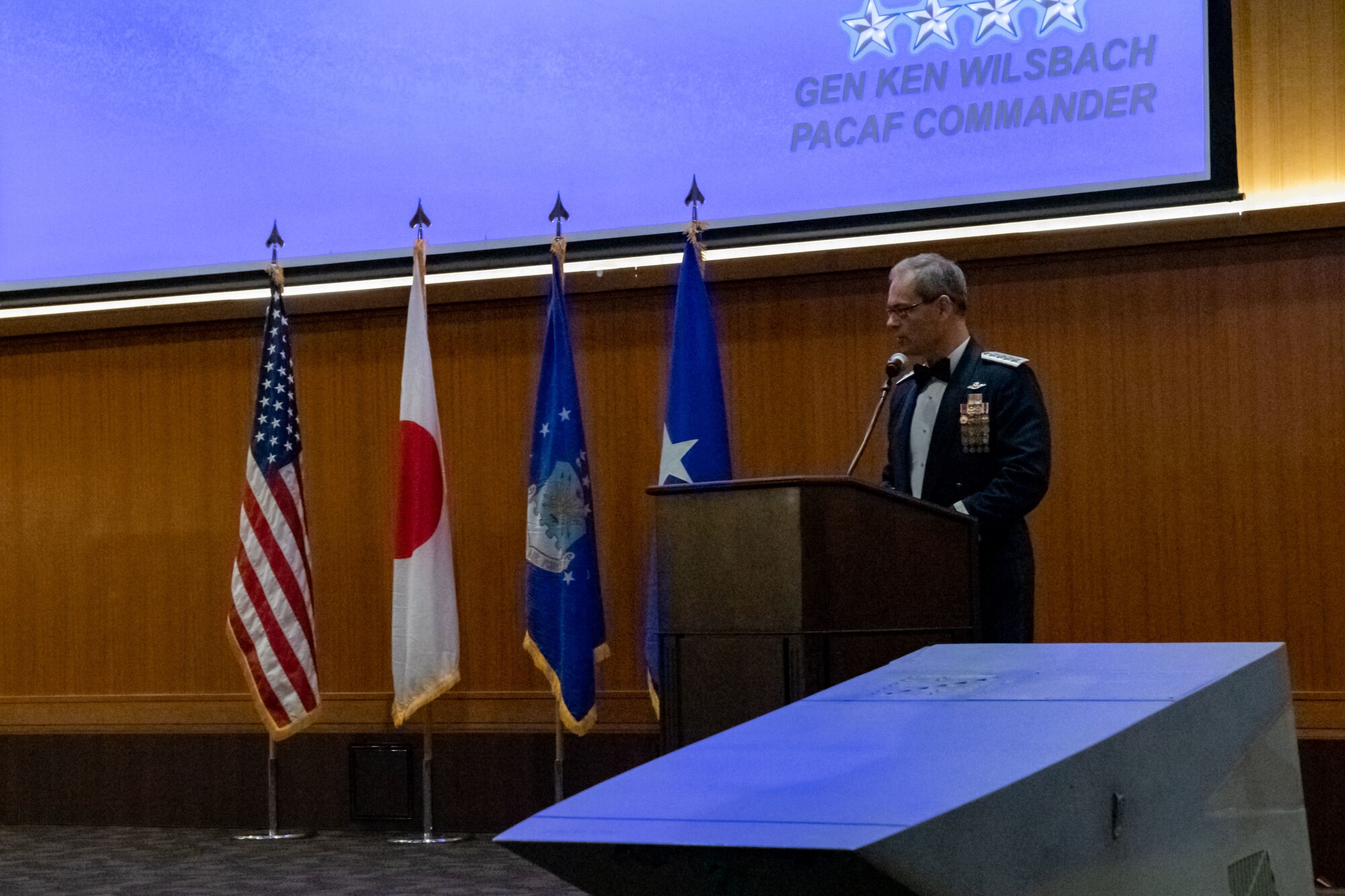 Airman gives a speech.