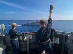 SOUTH CHINA SEA (April 17, 2023) Arleigh Burke-class guided-missile destroyer USS Chung-Hoon (DDG 93) practices underway replenishment approaches with the Philippine Navy Phoang-class corvette BRP Conrado Yap (PS 39). USS Chung-Hoon is on a routine deployment to U.S. 7th Fleet and is assigned to Commander, Task Force (CTF 71)/ Destroyer Squadron (DESRON) 15. CTF 71/DESRON 15 is the largest forward-deployed DESRON and the U.S. 7th Fleet’s principal surface force. (U.S. Navy photo by Mass Communication Specialist 1st Class Andre T. Richard)