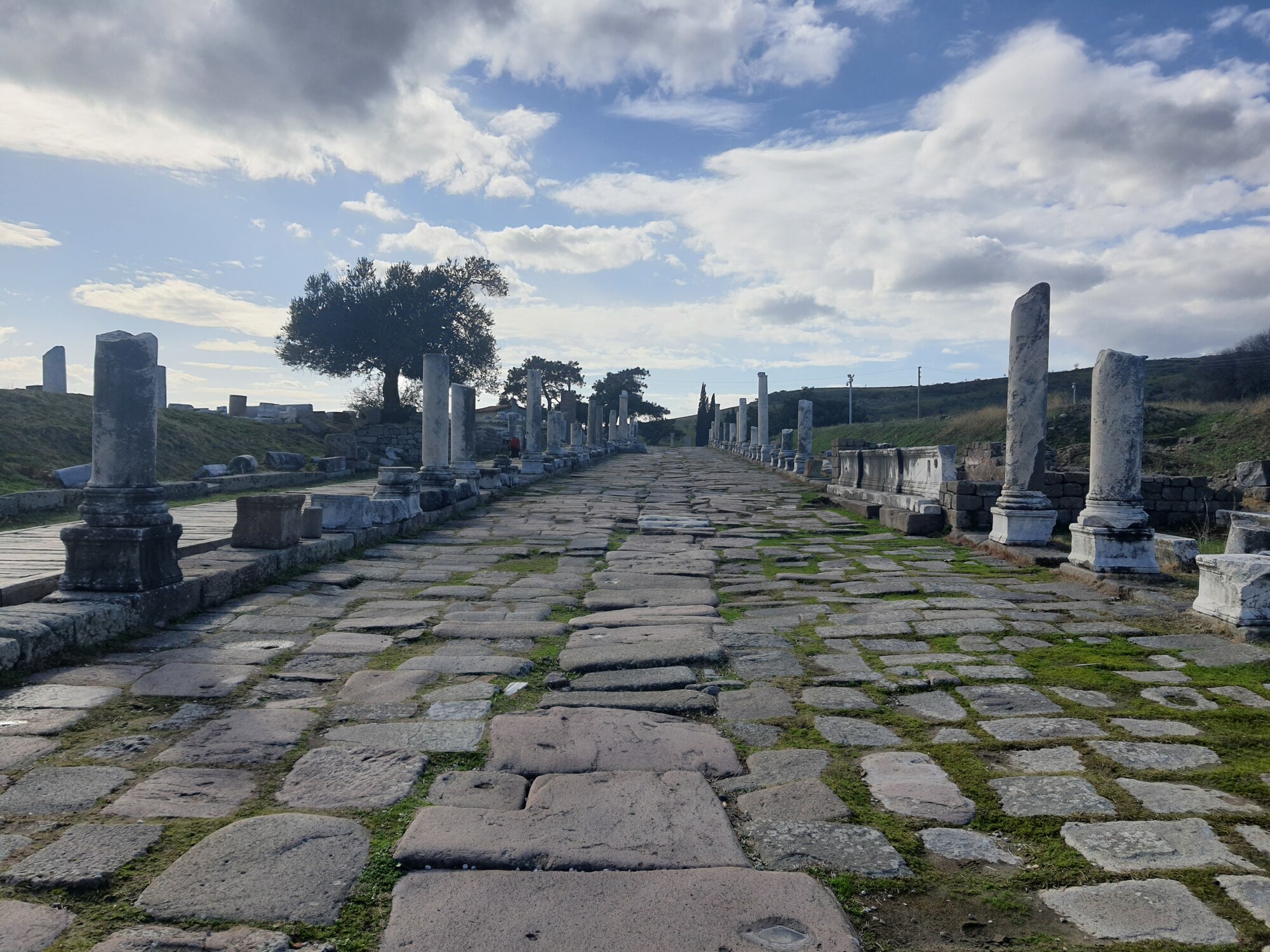 The sacred road in Asclepion located in Pergamon, Türkiye, the city of many firsts, Jan. 21, 2023.