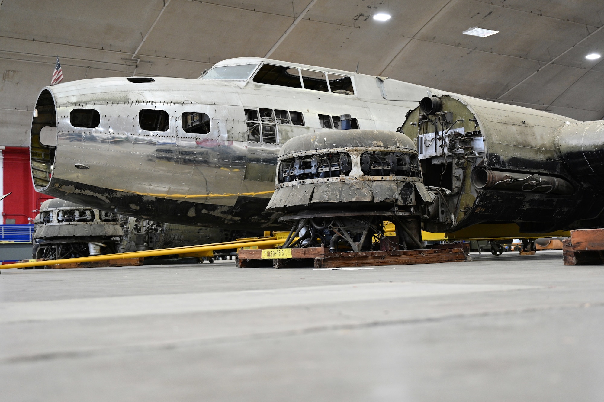 Boeing B-17D "The Swoose" restoration photo April 2023.