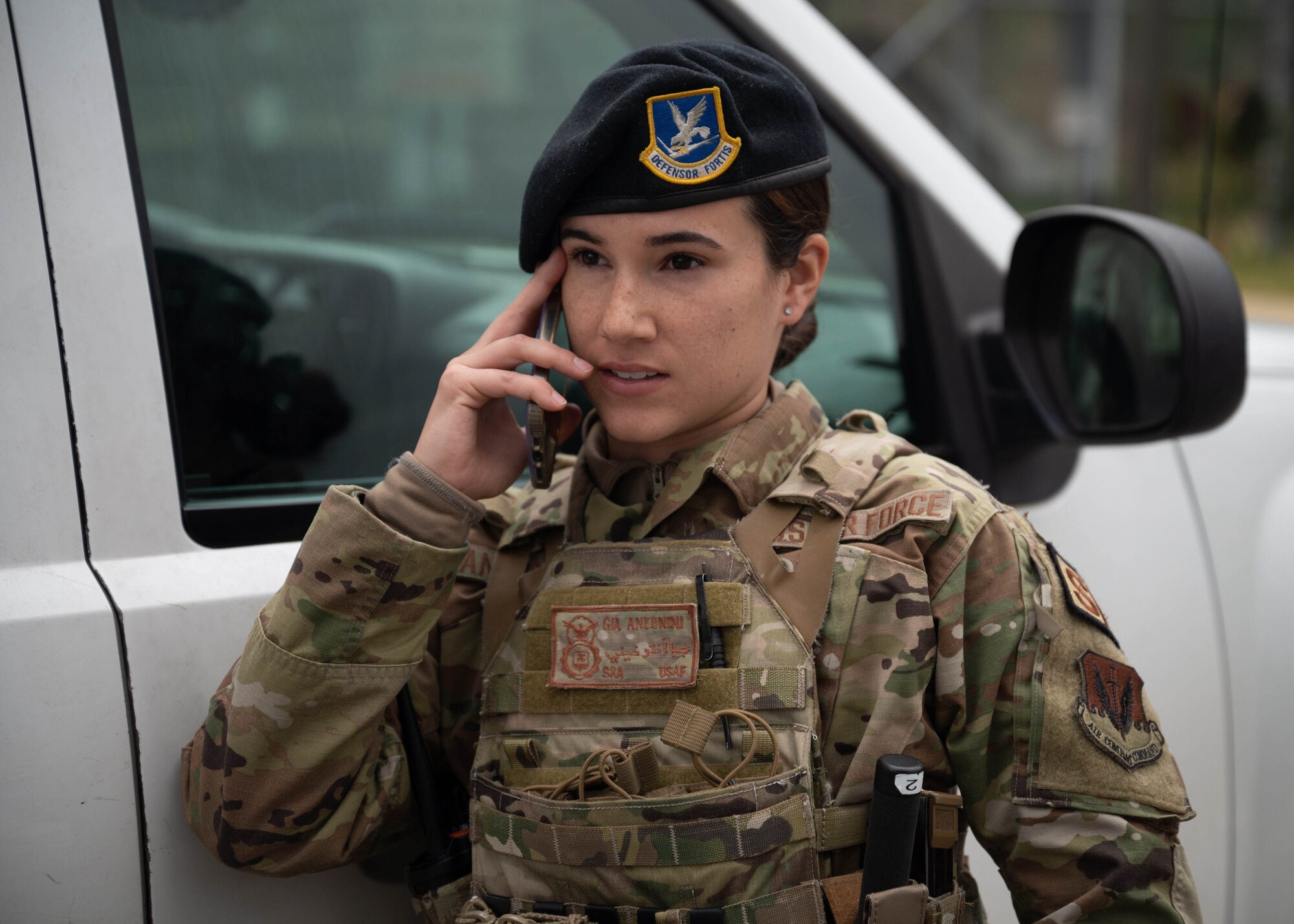 Security Forces Airman receives phone call on duty