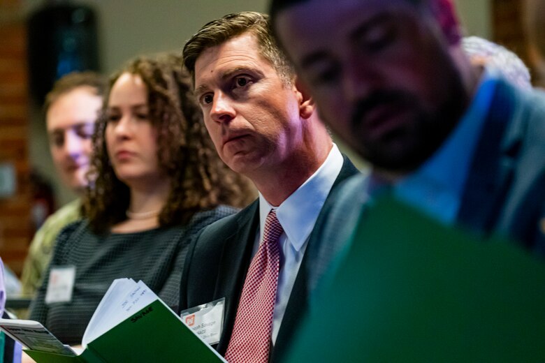 Members of the U.S. Army Corps of Engineers and the Inland Waterways Users Board listen to opening remarks during a board meeting in Pittsburgh, April 13, 2023.

The U.S. Army Corps of Engineers Pittsburgh District hosted the tour and several briefings about ongoing and future inland navigation construction projects within the district.

During the tour, Inland Waterways User Board (IWUB) members learned about the overall Lower Monongahela River navigation project and the new river chamber construction at Charleroi, which is in its final phase after nearly 20 years of construction. Members also listened to briefings about the overall Upper Ohio navigation project and its first major construction contract, the new Montgomery lock construction. 

IWUB is an industry federal-advisory committee representing all fuel-taxed inland waterway systems within the United States. The navigation industry contributes to the Inland Waterways Trust Fund through fuel taxes paid by carriers who transport bulk commodities on the inland waterway system. The board makes recommendations to Congress and the Assistant Secretary of the Army for Civil Works on how best to invest federal and trust funds dollars to keep the most cost-effective, environmentally friendly, and safest form of transportation for bulk commodities resilient and reliable.
(U.S. Army Corps of Engineers Pittsburgh District photo by Michel Sauret)