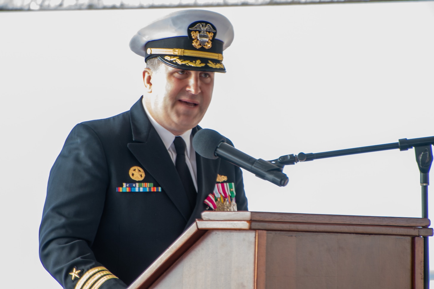 Cmdr. Jeffrey Chewning relieved Cmdr. John Mastriani as commanding officer of the Arleigh Burke-class guided-missile destroyer USS Roosevelt (DDG 80) during a change of command ceremony officiated by Capt. Ed Sundberg, Commodore, Destroyer Squadron 60, aboard the ship at Naval Station Rota, Spain, April 21, 2023.