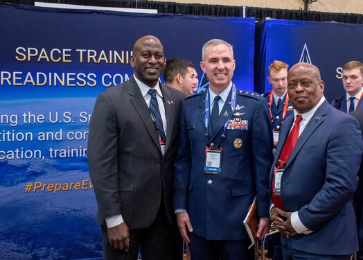  U.S. Space Force Lt. Gen. Stephen N. Whiting, Space Operations Command commander, visited the Space Operations Command exhibitor booth during the 38th Space Symposium at the Broadmoor, Colorado Springs, Colo., April 18, 2023. This year’s Space Symposium brought together more than 230 civil, commercial, international and military exhibits from 40 different nations and featured presentations from 260 plus speakers to discuss and plan for the future of space. (US. Space Force photo by SSgt Jose A. Rodriguez Jr)