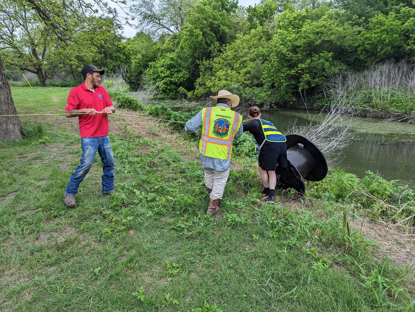 Volunteers clean up Salado Creek at JBSA-Fort Sam Houston for Earth Day