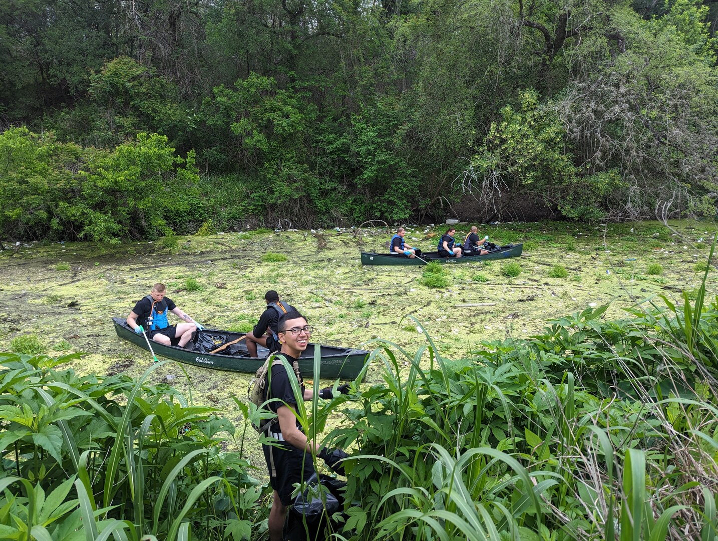 Volunteers clean up Salado Creek at JBSA-Fort Sam Houston for Earth Day