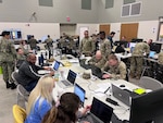 Members of the U.S.-Romania team take part in Exercise Locked Shields 2023 at the Morgantown Readiness Center in Morgantown, W.Va. The West Virginia National Guard, under the leadership of the Defense Information Security Agency, hosted more than 180 technical cyber experts and supporting representatives from federal and state agencies to compete on behalf of the U.S.-Romania team in the world’s largest international cyber defense exercise run virtually by the NATO Cooperative Cyber Defence Centre of Excellence in Tallinn, Estonia.