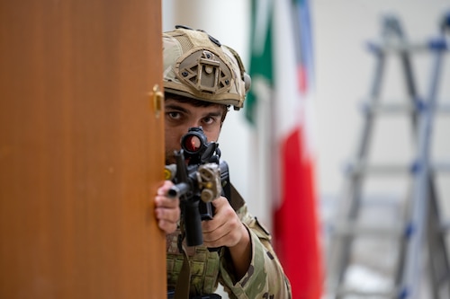 American, Italian, and Canadian forces participated in AASAB’s first coalition active shooter exercise on April 13, 2023.