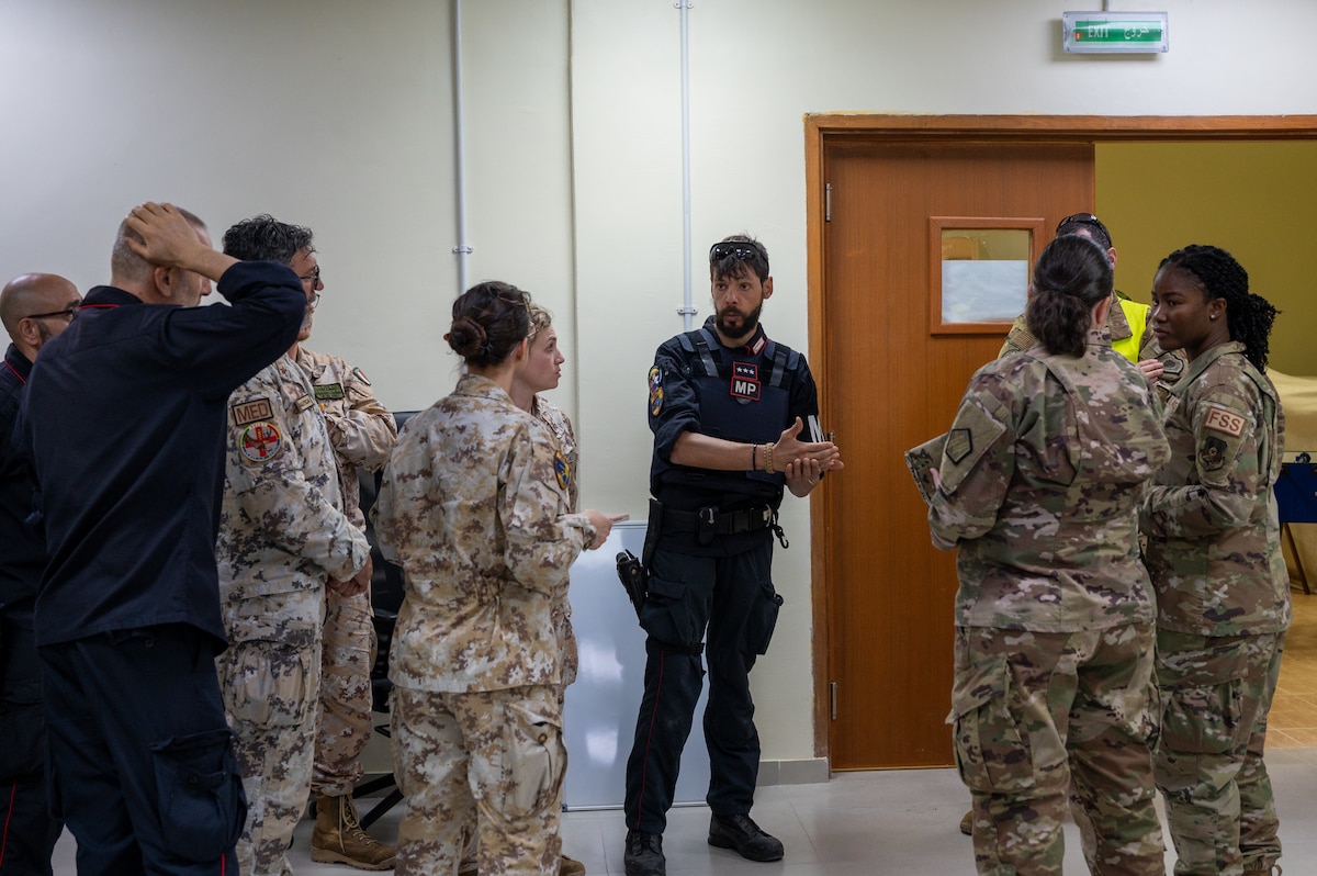 American, Italian, and Canadian forces participated in AASAB’s first coalition active shooter exercise on April 13, 2023.