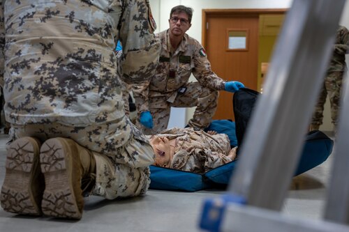 American, Italian, and Canadian forces participated in AASAB’s first coalition active shooter exercise on April 13, 2023.