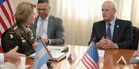 The commander of U.S. Southern Command, Army Gen. Laura Richardson, meets with Argentine Minister of Defense Jorge Taiana to discuss regional security and cooperation.