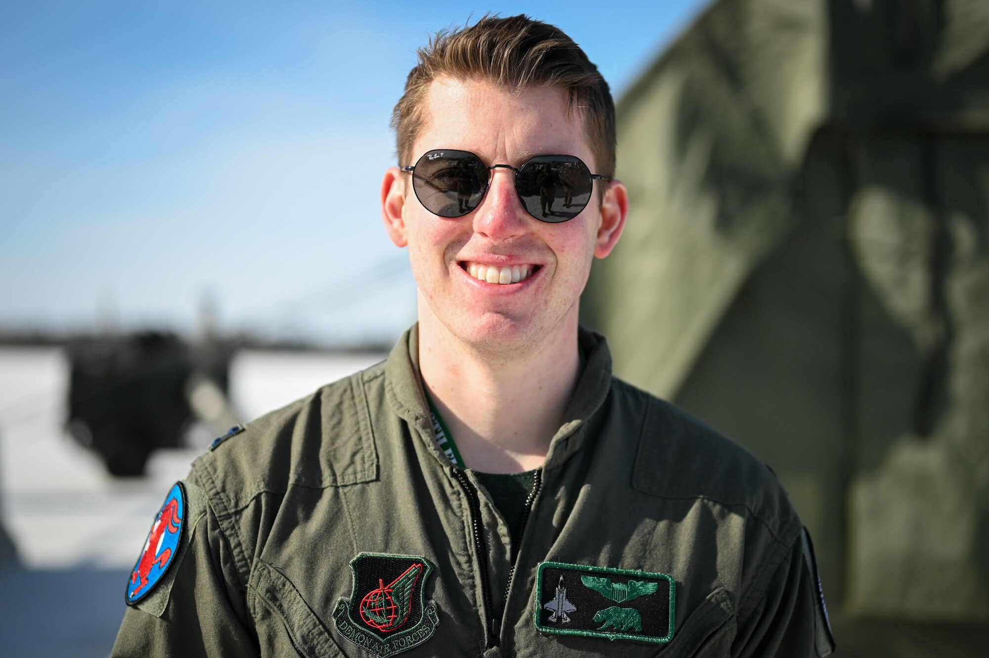 U.S. Air Force Capt. Josh Wallworth, 356th Fighter Squadron F-35 Lightning II pilot, poses for a photo at Eielson Air Force Base, Alaska, April 14, 2023. Arctic Gold 23-2, a continuation of AG 23-1, helped to refine and train the wing’s Agile Combat Employment capabilities to conduct fighter operations from multiple locations while testing command and control capabilities. (U.S. Air Force photo by Airman 1st Class Ricardo Sandoval)
