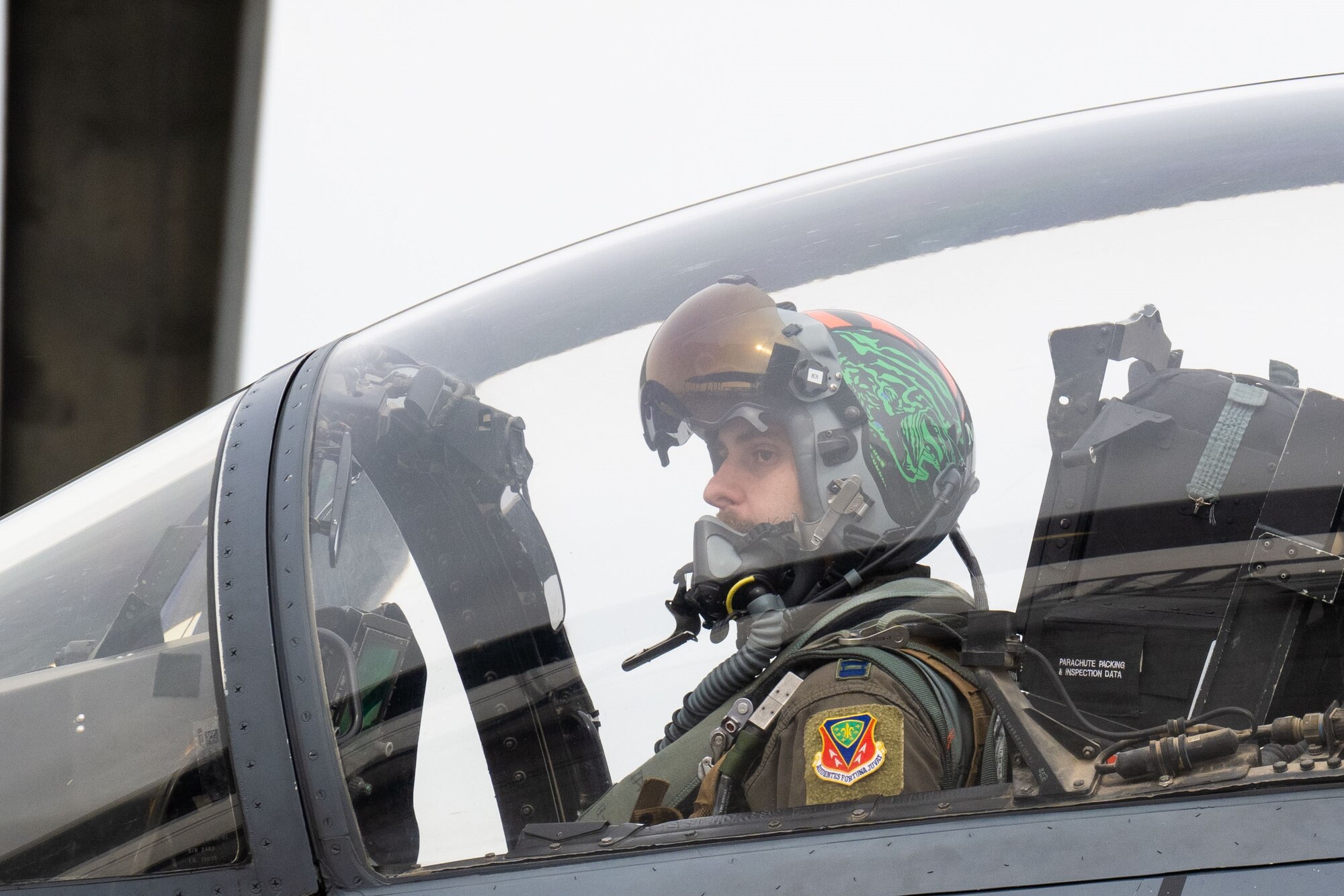 A pilot taxis in a jet
