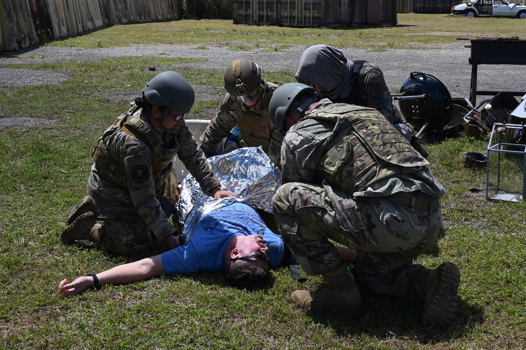 U.S. Air Force members assigned to
Andersen Air Force Base, Guam, during
the air advisor course at Pacific Regional
Training Center-Andersen, Guam, March
31, 2023.