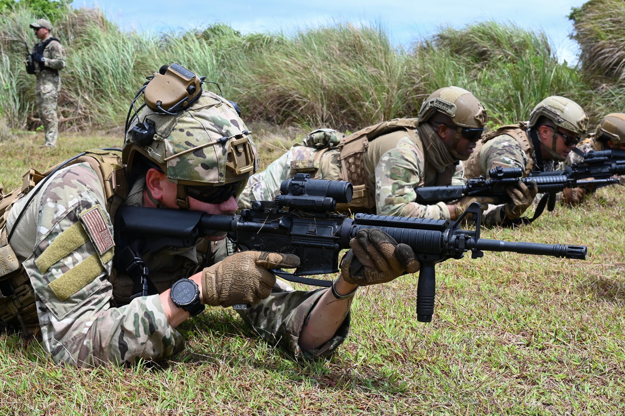 U.S. Air Force members assigned to
Andersen Air Force Base, Guam, during
the air advisor course at Pacific Regional
Training Center-Andersen, Guam, April 3,
2023.