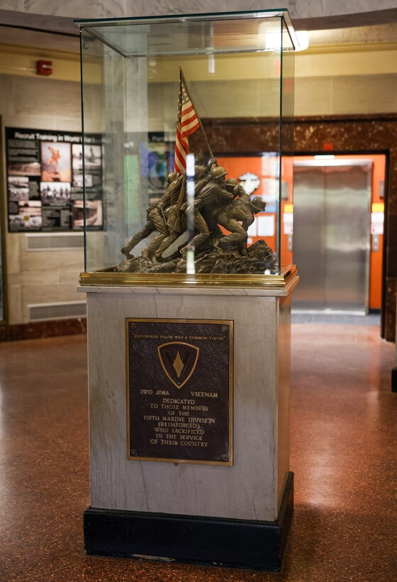 Imagery from throughout Marine Corps Recruit Depot Parris Island's history sit on display in the Parris Island Marine Museum, located on historic Marine Corps Recruit Depot Parris Island, S.C., April 21, 2023. The museum showcases artifacts, displays, and numerous exhibits covering the history of the Depot, the Marine Corps, and Low Country area. (U.S. Marine Corps photo by Lance Cpl. Michelle Brudnicki)