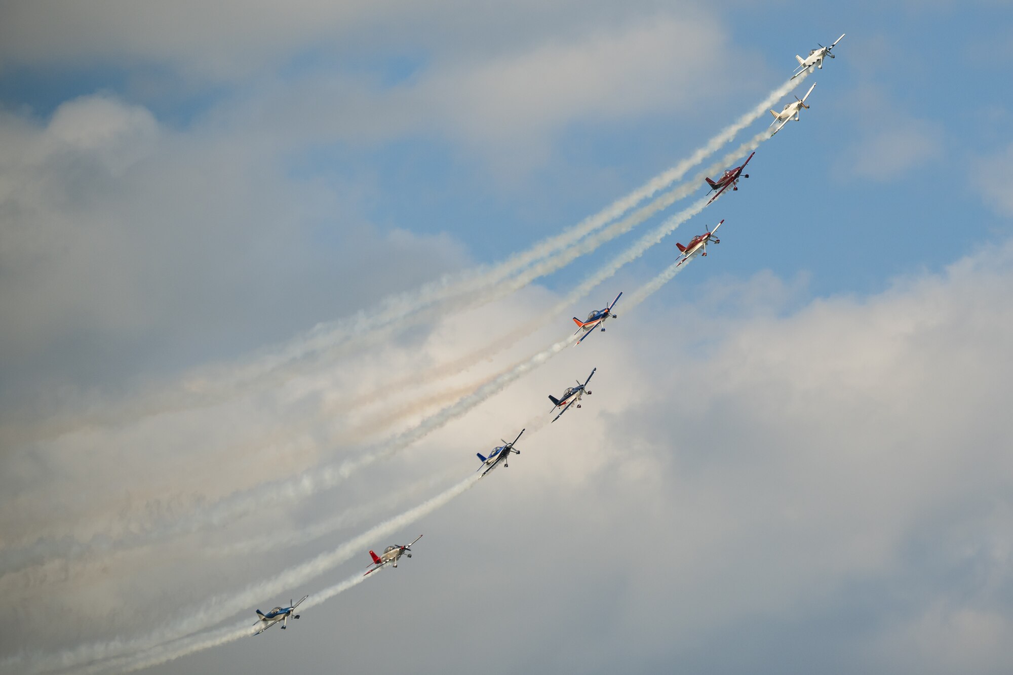 A group of aircraft from Smoke On Aviation performs an aerial demonstration over the Ohio River in downtown Louisville, Ky., on April 22, 2023, to kick of the annual Thunder Over Louisville air show. This year’s event featured more than 20 military and civilian planes, including a C-130J Super Hercules from the Kentucky Air National Guard, which served as the base of operations for military aircraft participating in the show. (U.S. Air National Guard photo by Dale Greer)