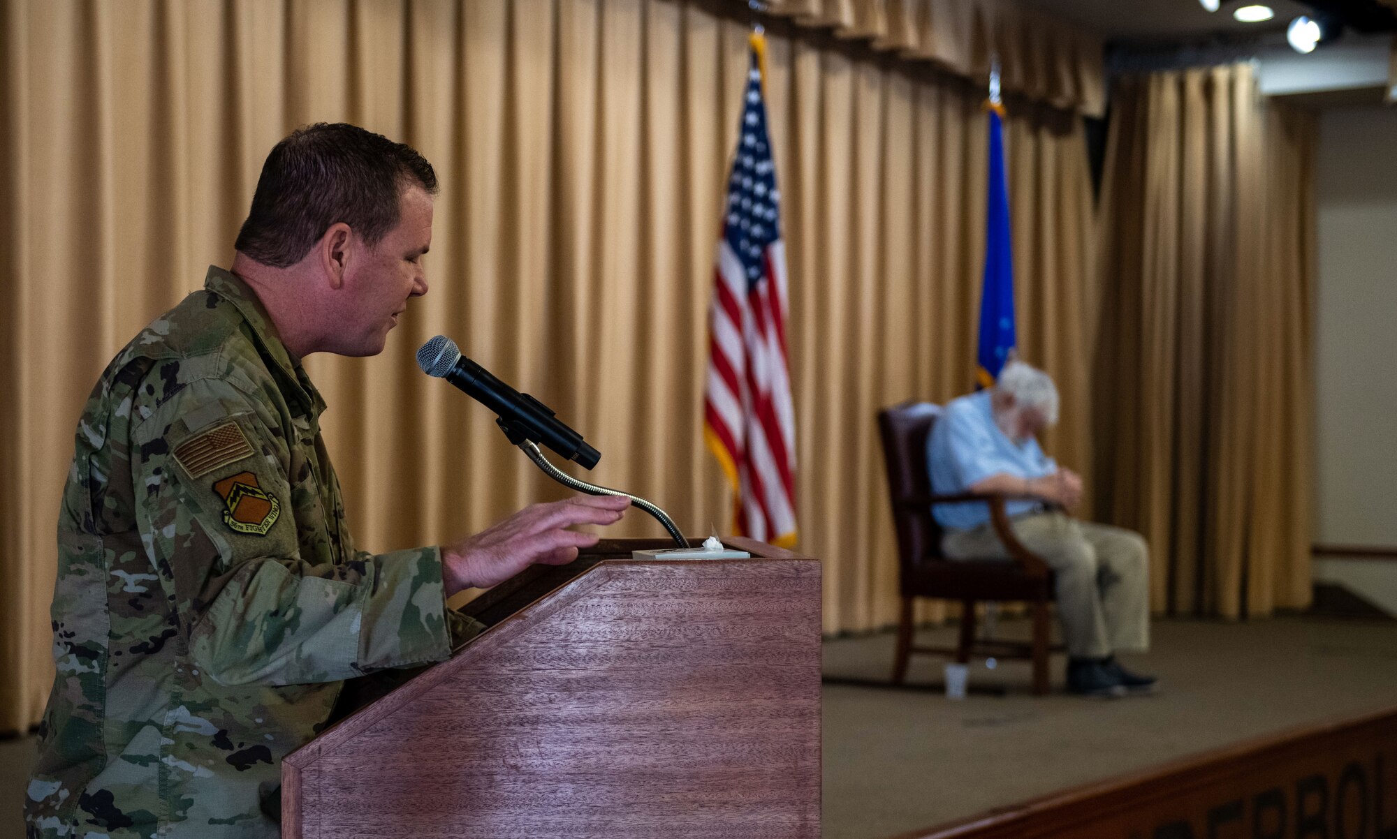 U.S. Air Force Col. John Boyer, 56th Fighter Wing chaplain, offers the invocation during a Days of Remembrance event April 18, 2023, at Luke Air Force Base, Arizona.