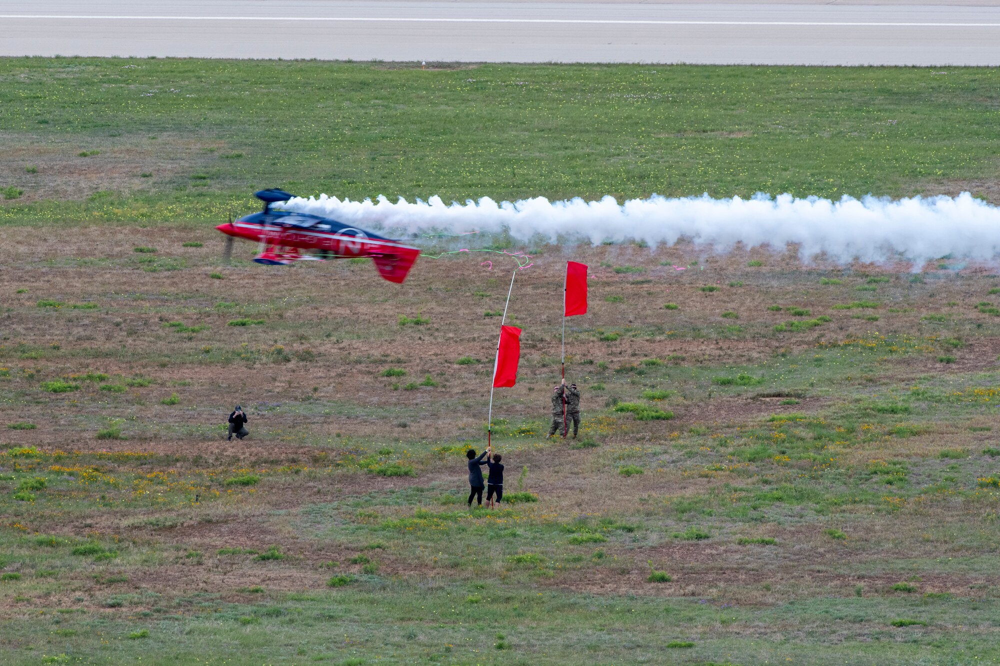 The Brian Correll Pitts Aerobatics team performs during the 2023 Dyess Big Country Air Fest on Dyess Air Force Base, Texas, April 22, 2023. More than 30,000 event goers attended the one-day event highlighting the best of America’s only Lift and Strike base, Air Force heritage and Dyess community partners. The air show featured the F-22 Raptor demo team, U.S. Air Force Academy Wings of Blue, U.S. Army Golden Knights, WW II heritage flight and B-1B Lancer and C-130J Super Hercules fly overs. (U.S. Air Force photo by Senior Airman Mercedes Porter)