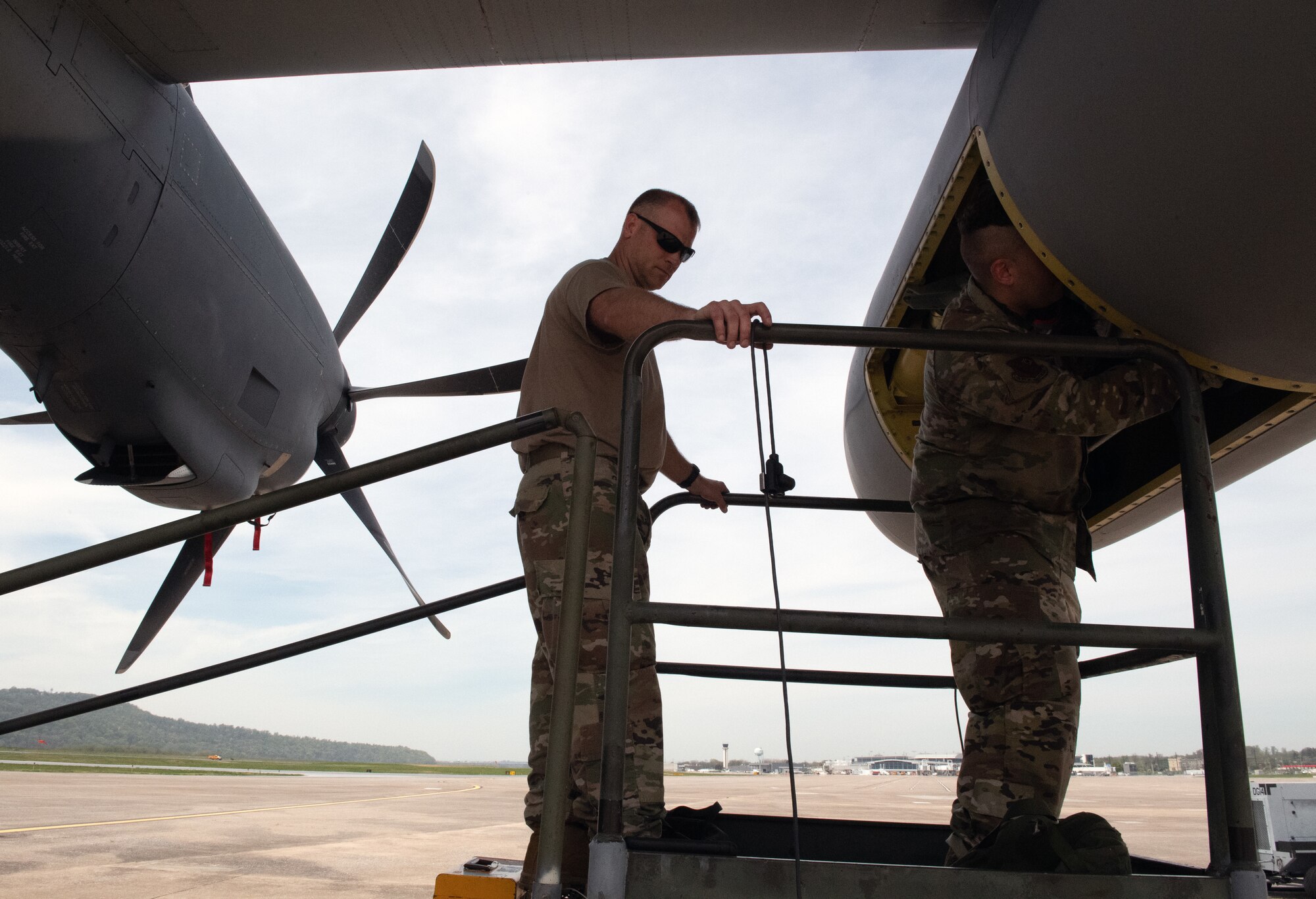 193rd Special Operations Wing Airmen completed their first inspection of an MC-130J Commando II refueling pod April 15, 2023 in Middletown Pennsylvania.