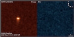 LASCO observations of the asteroid Phaethon recorded in May 2022 showed clear signs of activity in the sodum-sensitive orange filter (left), but the object was entirely undetectable in LASCO’s dust-sensitive blue filter (right). (Credit: Q.Zhang/ESA/NASA)