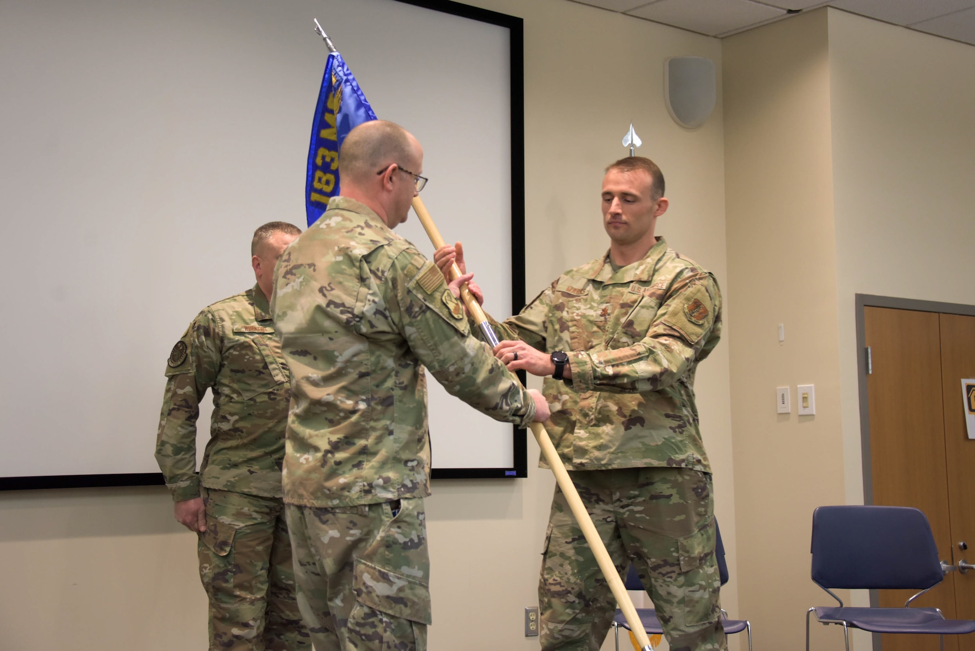 Photo of Maj Eric Marks Assuming Command of Civil Engineer Squadron