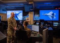 Airmen from the 608th Air Operations Center at Barksdale AFB, La., track and monitor bomber activity on the Combat Operations Division floor during exercise Global Thunder, April 18, 2023.