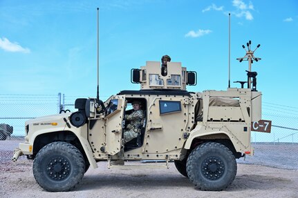 Airmen from the 90th Missile Security Forces Squadron conduct the first operational Joint Light Tactical Vehicle mission supporting maintenance at a launch facility near Harrisburg, Nebraska, April 24, 2023. This is the first step in modernizing the security forces vehicle fleet to provide more lethality and security for the nuclear enterprise. (Air Force photo by Joseph Coslett Jr.)