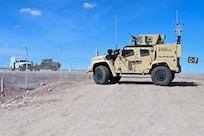 Airmen from the 90th Missile Security Forces Squadron conduct the first operational Joint Light Tactical Vehicle mission supporting maintenance at a launch facility near Harrisburg, Nebraska, April 24, 2023. This is the first step in modernizing the security forces vehicle fleet to provide more lethality and security for the nuclear enterprise. (Air Force photo by Joseph Coslett Jr.)