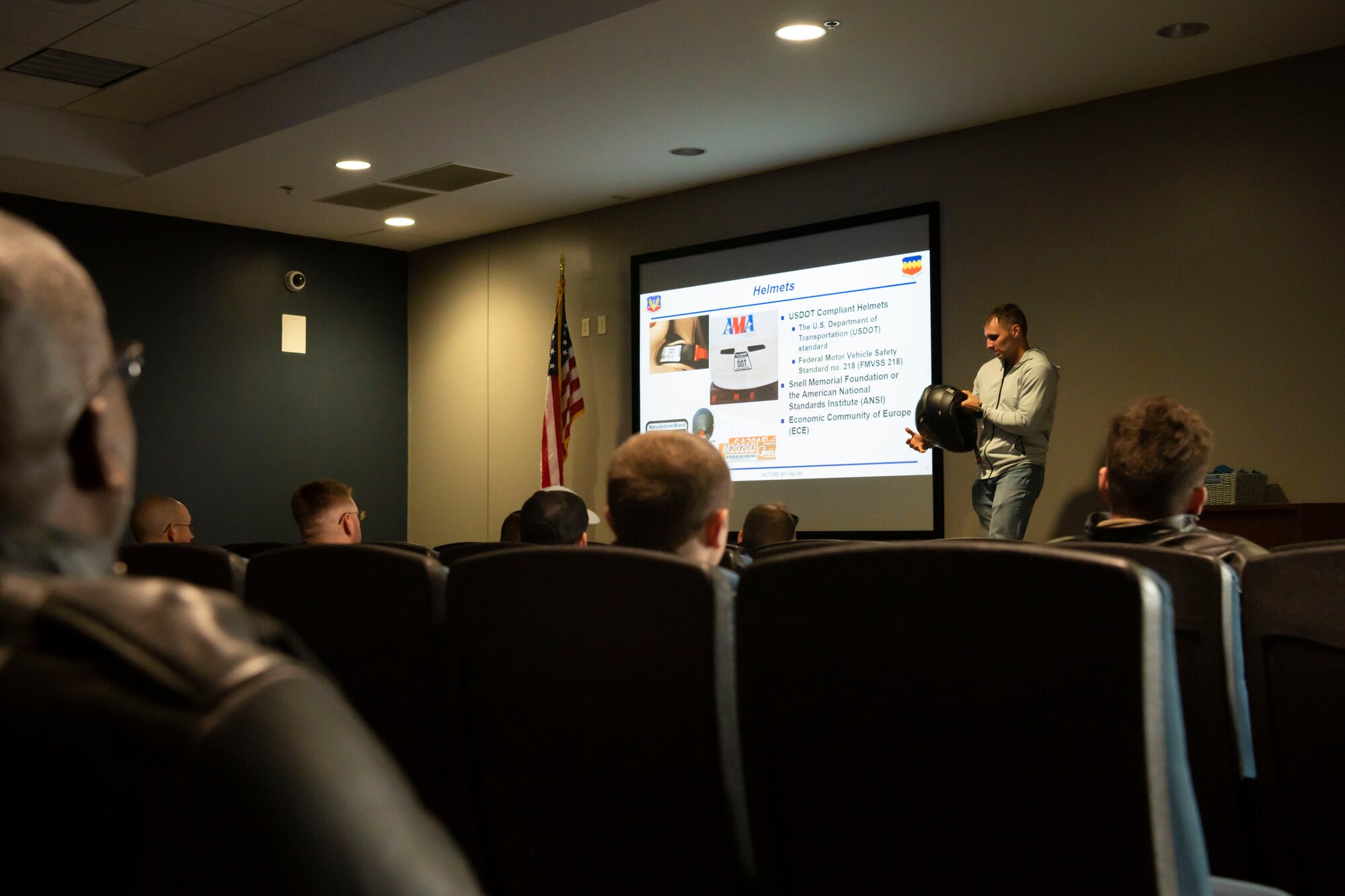 An Airman leads a safety briefing.