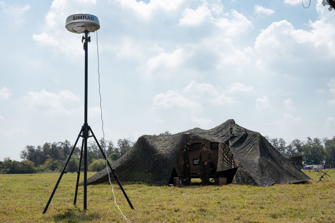 U.S. Marines with 13th Marine Expeditionary Unit utilize a SIMRAD Halo-24 radar while conducting sensing expeditionary advanced base operations during Exercise Balikatan 23 at Naval Education, Training and Doctrine Command, Philippines, April 21, 2023. Balikatan is an annual exercise between the Armed Forces of the Philippines and U.S. military designed to strengthen bilateral interoperability, capabilities, trust, and cooperation built over decades of shared experiences. (U.S. Marine Corps photo by Cpl. Marcus E. Melara)