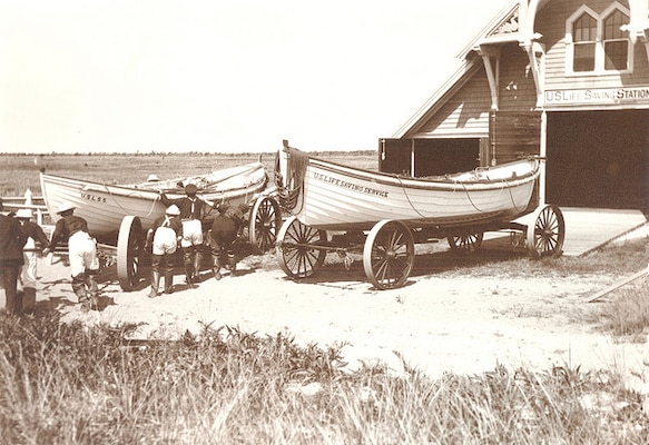 The Galveston Lifesaving Station probably looked like this unnamed station before the 1900 storm destroyed it. (U.S. Coast Guard Photo)