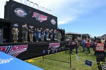 Lt. Gen. John P. Healy, chief of Air Force Reserve and commander, Air Force Reserve Command, administers the Oath of Enlistment to members of the delayed entry program