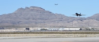 Two B-1B Lancers prepare to land at Nellis Air Force Base, Nev., June 14, 2017. The two test jets, assigned to the 337th Test and Evaluation Squadron, carry the new software for Sustainment Block 17. This was the first time SB17 was operationally tested.