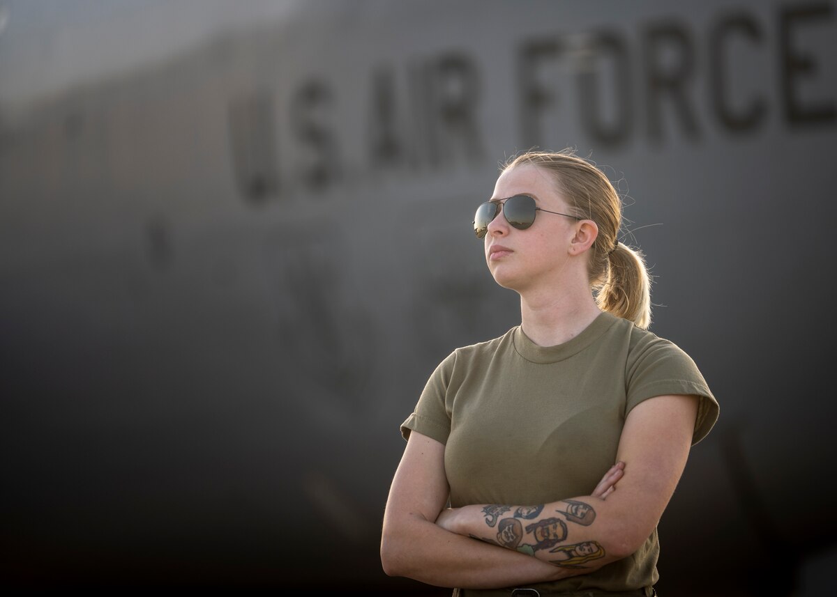 Airman 1st Class Grace Pritchard, 6th Maintenance Squadron crew chief, prepares a KC-135 Stratotanker for takeoff during Operation Violent Storm at MacDill Air Force Base, Fla., April 26, 2023.