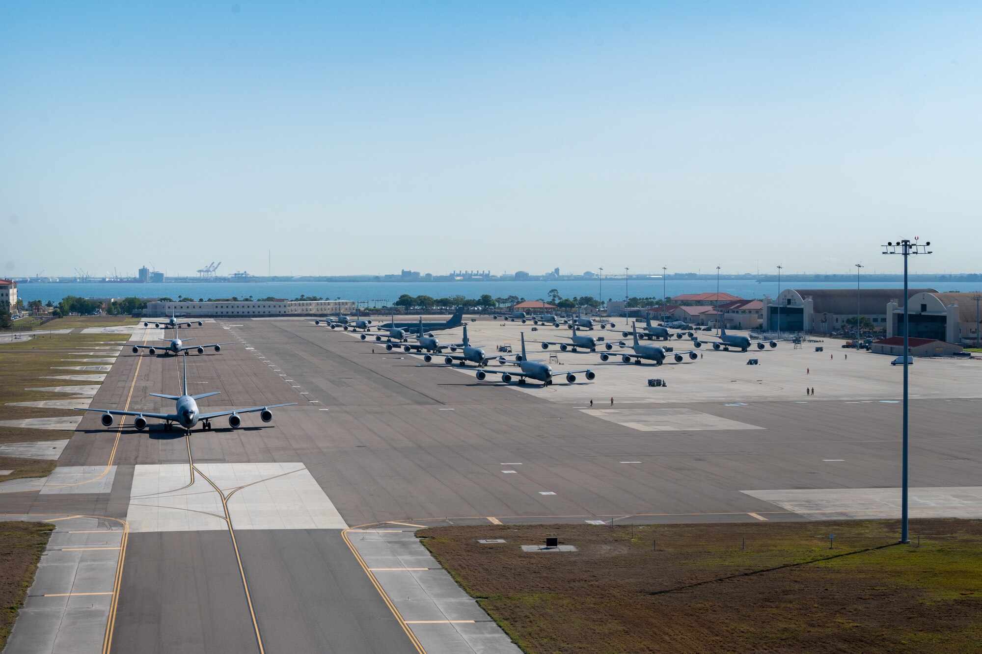 KC-135 Stratotankers assigned to the 6th and 927th Air Refueling Wings taxi down the flight line during Operation Violent Storm at MacDill Air Force Base, Florida, April 26, 2023.