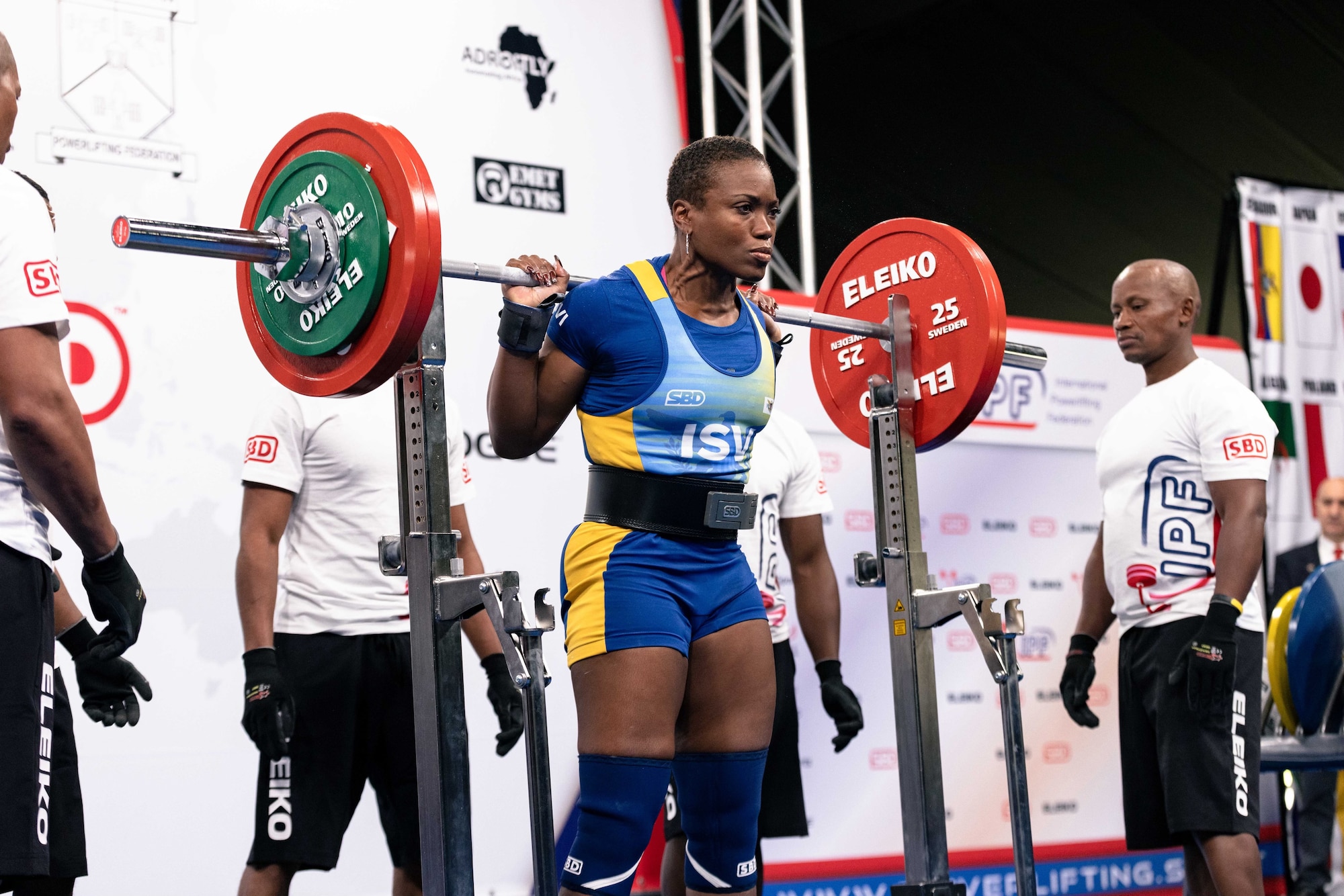 A photo of Danielle Todman competing in the 2022 International Powerlifting Federation World Classic Powerlifting Championship.