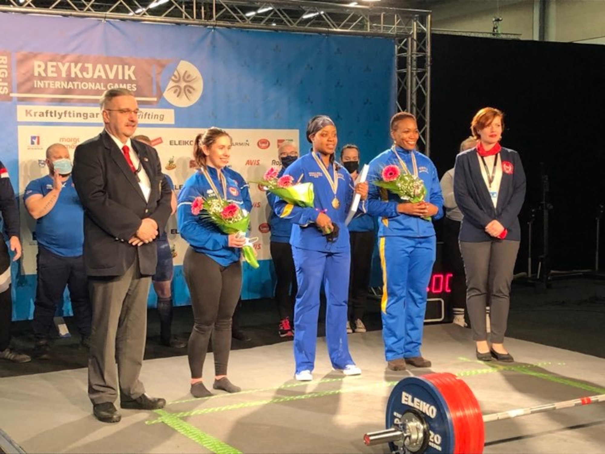 A photo of Danielle Todman posing for a photo at the 2022 Reykjavic International Games.