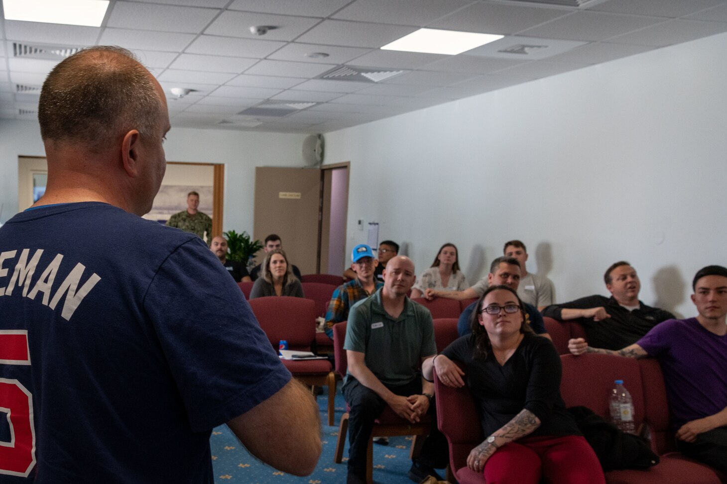 NAVAL SUPPORT ACTIVITY SOUDA BAY, Greece (April 20, 2023) Lt. Cmdr. Joshua Hickman, command chaplain, Naval Support Activity (NSA) Souda Bay, teaches an Applied Suicide Intervention Skills Training (ASIST) course during a Chaplains Religious Enrichment Development Operation (CREDO) to Sailors assigned to NSA Souda Bay and Sailors assigned to Arleigh Burke-class guided-missile destroyer USS James E. Williams (DDG 95) onboard NSA Souda Bay on April 20, 2023. CREDO provides an opportunity for U.S. Navy personnel to experience personal and relational reflection, increase their communication skills and elevate their spiritual enrichment throughout the ranks.