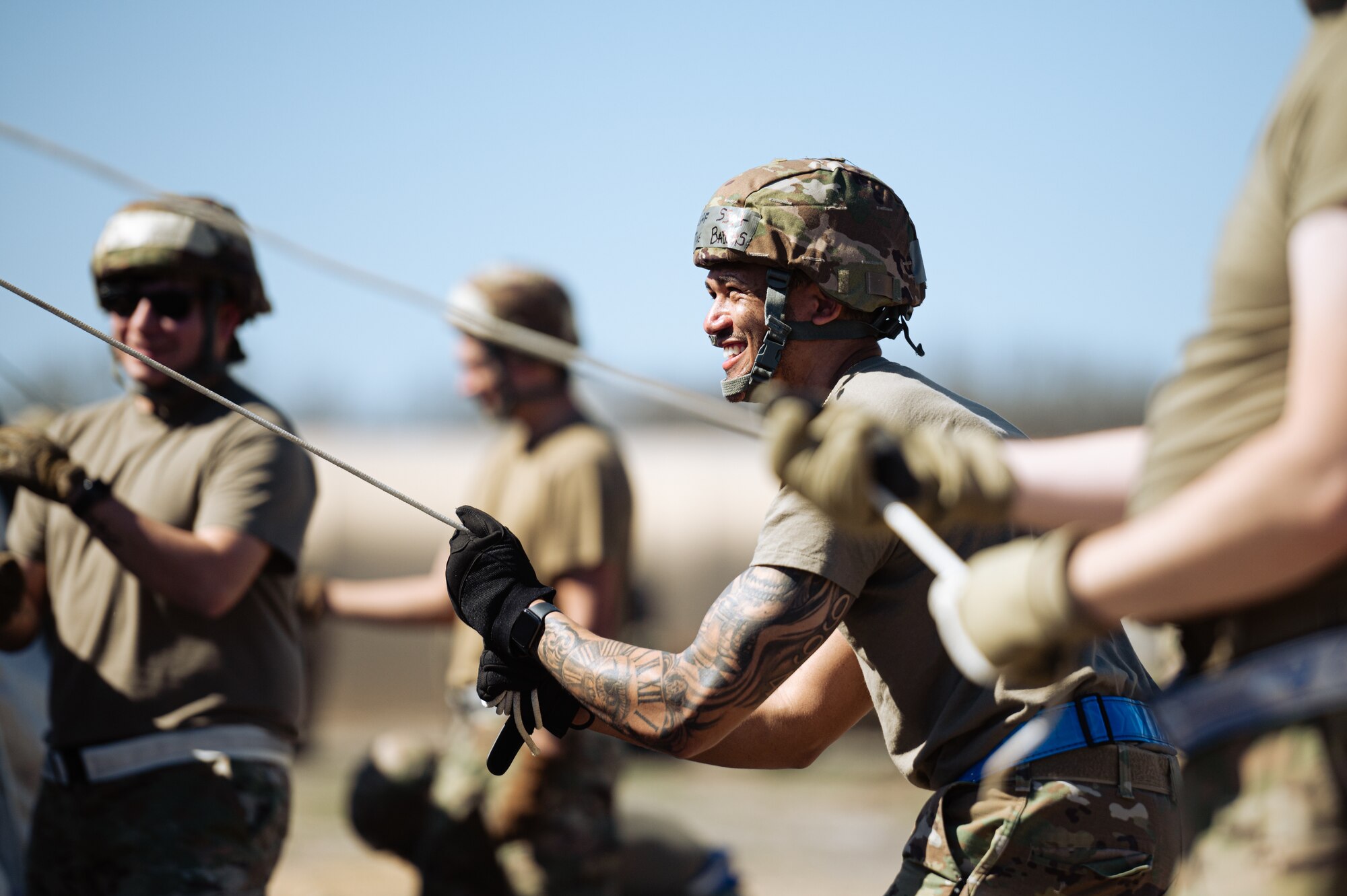 Airman anchors tent