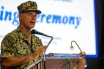 U.S. Navy Adm. John C. Aquilino, commander of U.S. Indo-Pacific Command, delivers remarks at the closing ceremony to conclude Balikatan 23 at Camp Aguinaldo, Manila, Philippines, April 28, 2023. Over the last three weeks, more than 17,600 personnel trained shoulder-to-shoulder across the Philippines’ northern Luzon and Palawan, increasing proficiency in maritime security, amphibious operations, live-fire training, urban operation, aviation operations, counterterrorism, and humanitarian assistance and disaster relief. (U.S. Marine Corps photo by Cpl. Tyler Andrews)