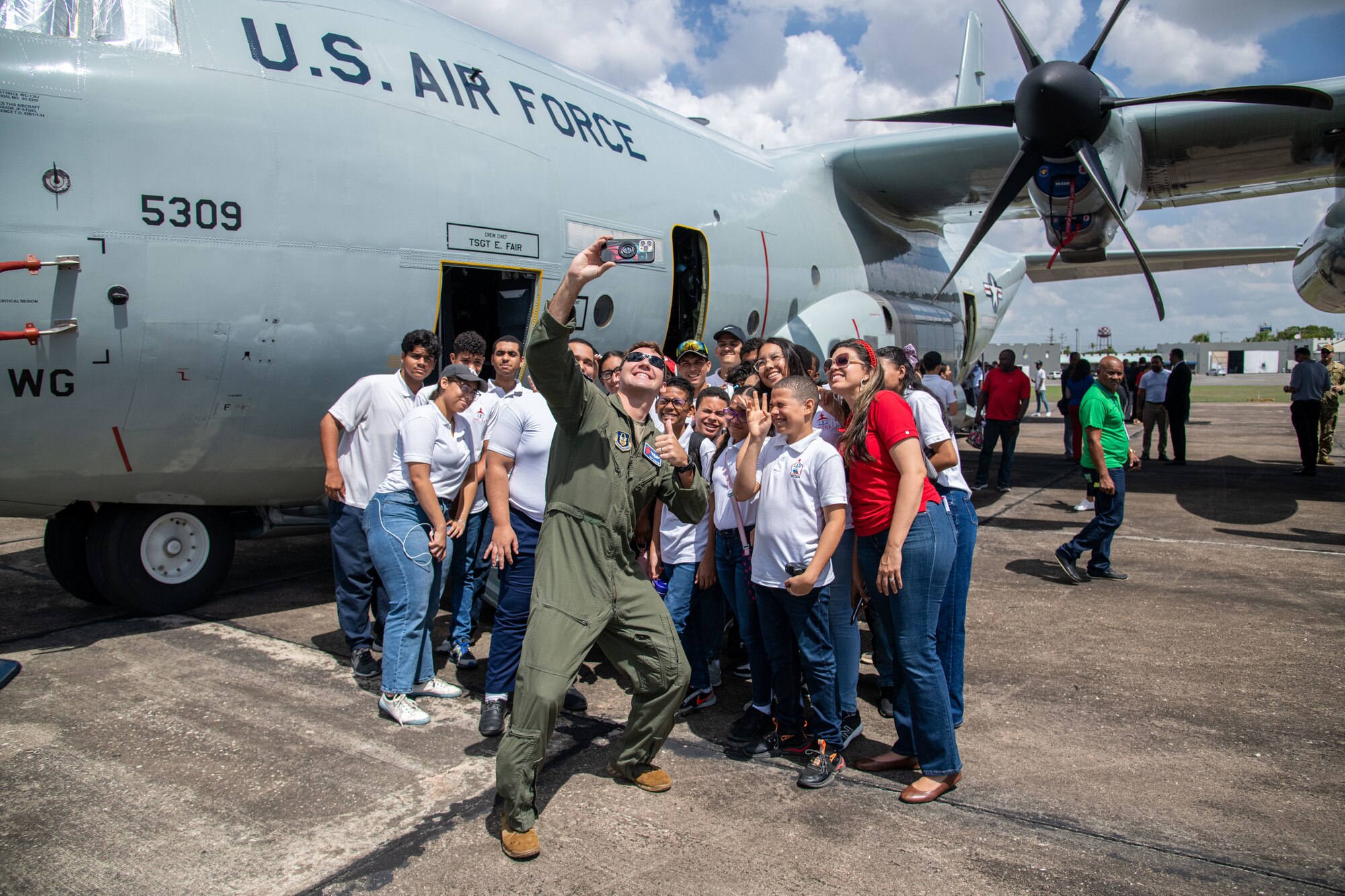 The 403rd Wing’s 53rd Weather Reconnaissance Squadron recently completed the Caribbean Hurricane Awareness Tour, in which the public had the opportunity to learn about the aerial weather reconnaissance mission and the importance of being prepared for the upcoming hurricane season. This year the Hurricane Hunters were able to showcase their Reserve Citizen Airmen crew and the WC-130J Super Hercules aircraft. The tour stops were Mexico, Cayman Islands, Dominican Republic, Turks and Caicos Islands, and Puerto Rico. (U.S. Air Force photo by 1st Lt. Christopher Carranza)