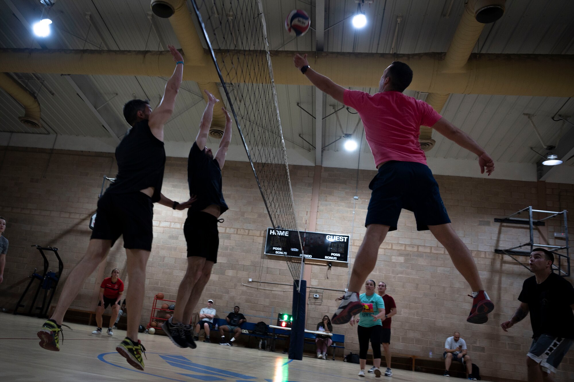 Marauders participate in a volleyball tournament during Sexual Assault Awareness and Prevention Month at Ali Al Salem Air Base, Kuwait, April 29, 2023.
