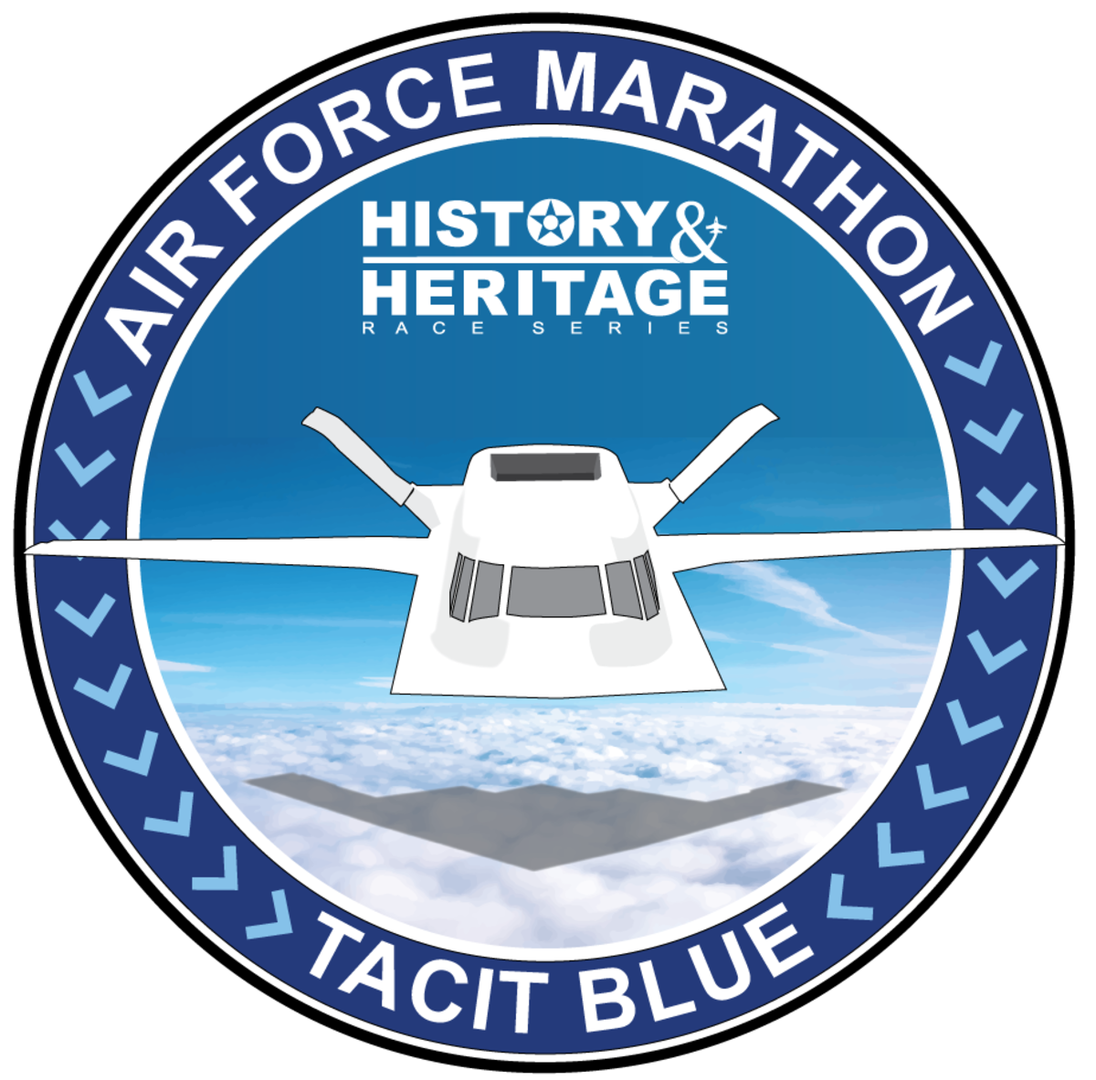 Design of aircraft in the center with writing above and around it.