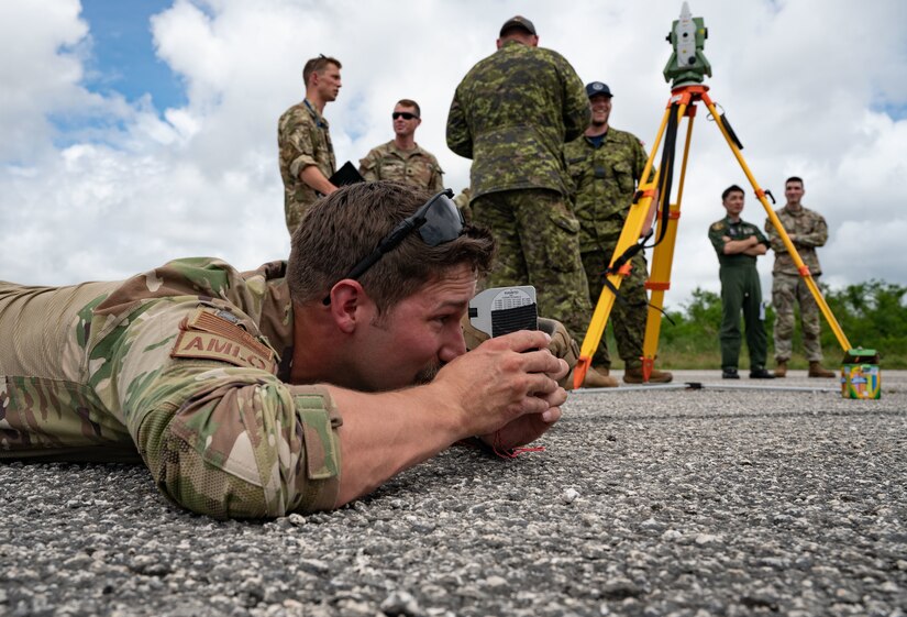 U.S. Air Force, Royal Canadian Air Force and Japan Air Self Defense Force work together to conduct a site survey of an airfield to determine whether it can be used as a landing zone for potential touch and go operations during Mobility Guardian 23.