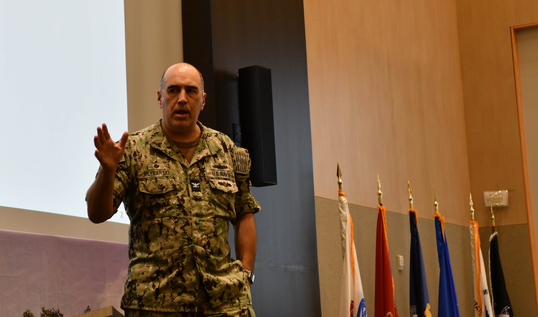 IMAGE: Naval Surface Warfare Center Dahlgren Division (NSWCDD) Commanding Officer Capt. Philip Mlynarski provided the opening remarks for Day Two of the NSWCDD Modeling and Simulation (M&S) Community of Interest M&S Summit July 26 at University of Mary Washington’s Dahlgren Campus.