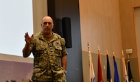 IMAGE: Naval Surface Warfare Center Dahlgren Division (NSWCDD) Commanding Officer Capt. Philip Mlynarski provided the opening remarks for Day Two of the NSWCDD Modeling and Simulation (M&S) Community of Interest M&S Summit July 26 at University of Mary Washington’s Dahlgren Campus.