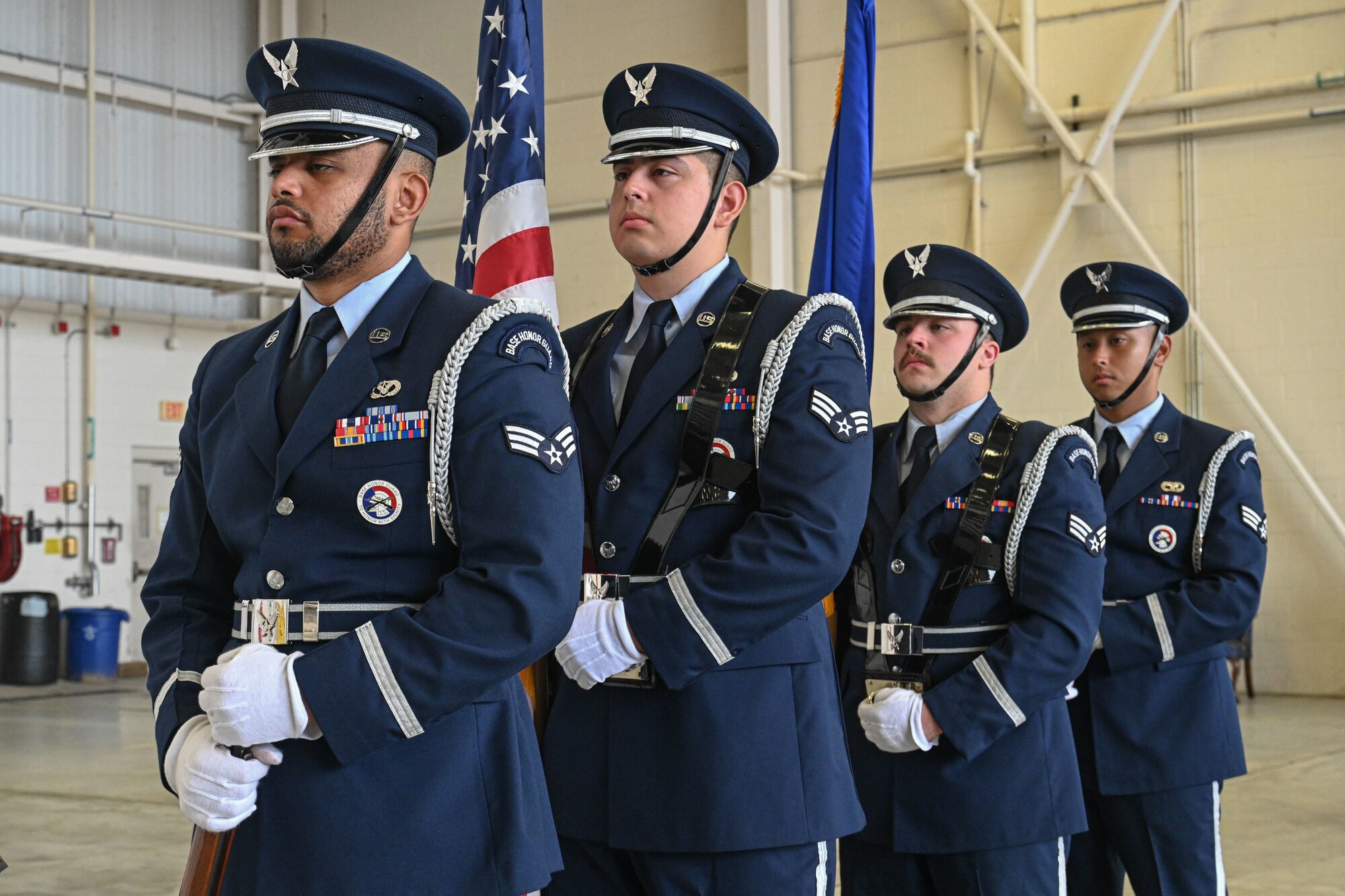 Service member prepare to present colors.